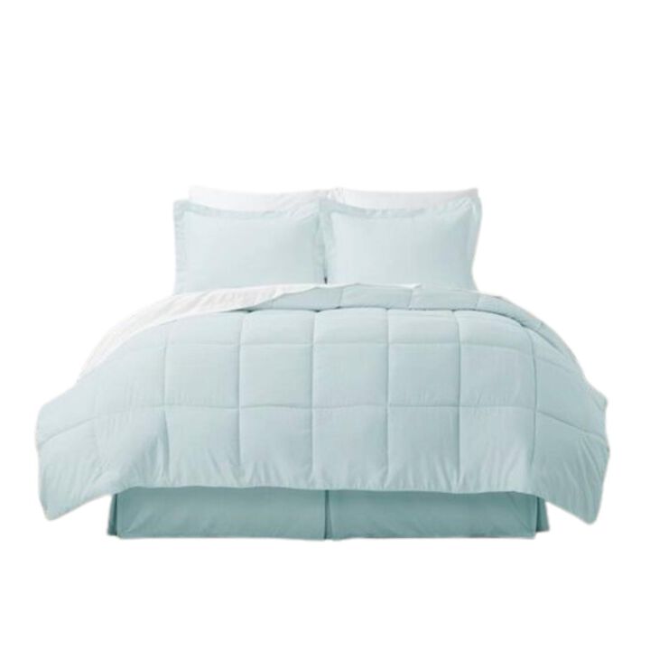 Hivvago Queen Microfiber 6 Piece Reversible Bed in a Bag Comforter Set in Aqua Blue