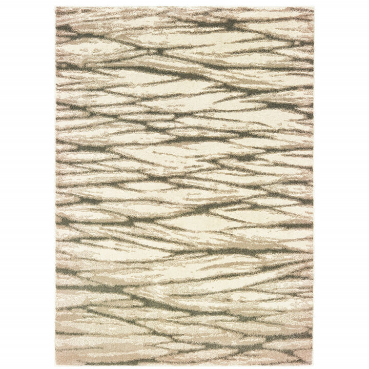 4 X 6 Ivory Sand And Ash Abstract Power Loom Stain Resistant Area Rug