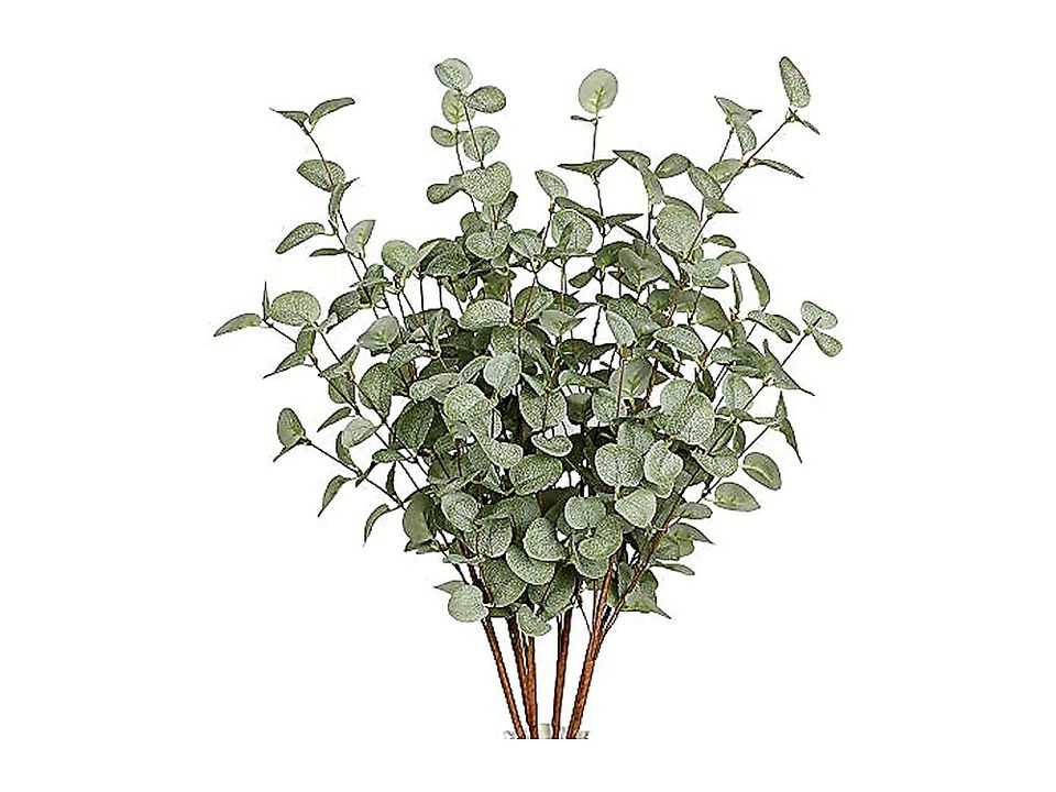 6 Pack 27 Eucalyptus Stems Greenery Leaf Spray In Green Silk Plastic Plants