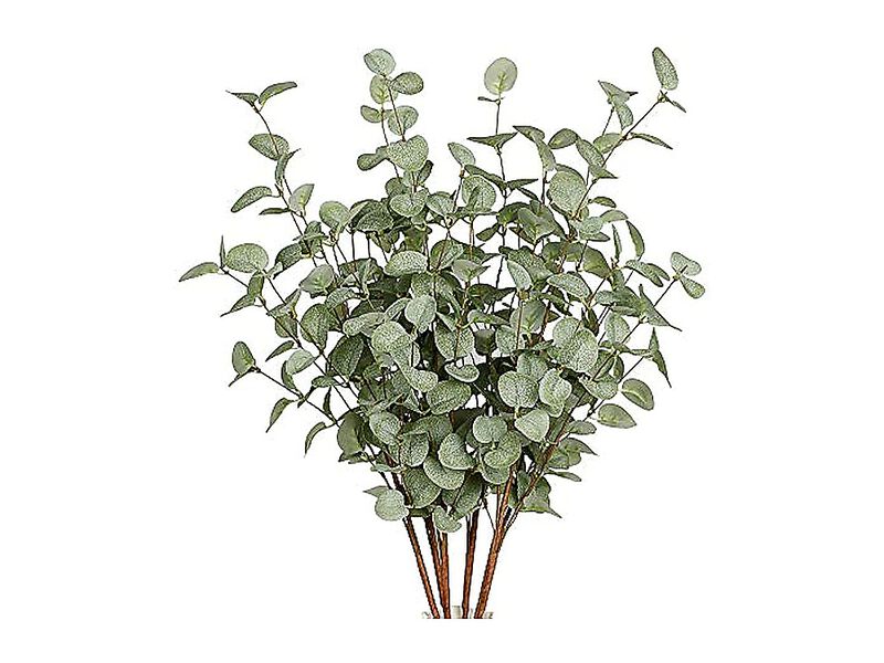 6 Pack 27 Eucalyptus Stems Greenery Leaf Spray In Green Silk Plastic Plants image number 0