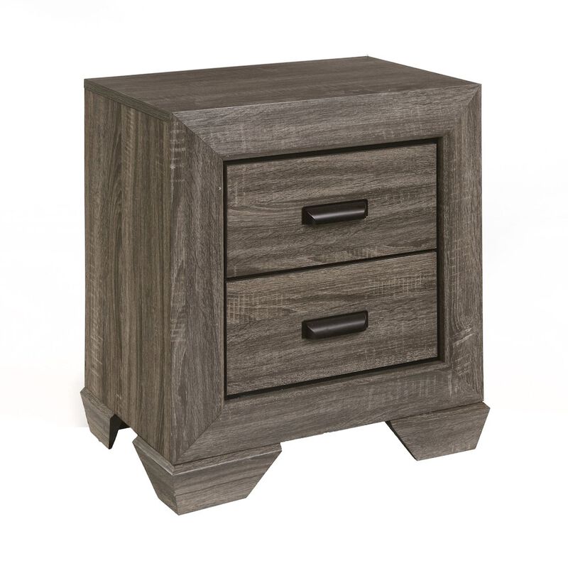 Plethoria Home Weathered Grey Grain 2-drawer Nightstand