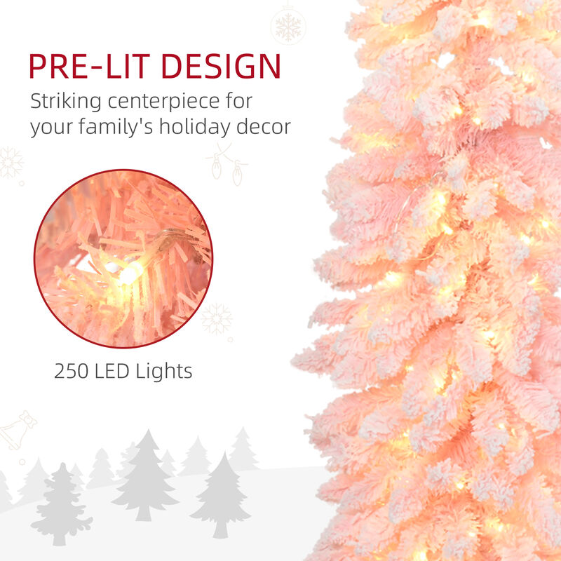 BreeBe 7FT Pre-Lit Pencil Christmas Tree with Downswept Branches image number 5