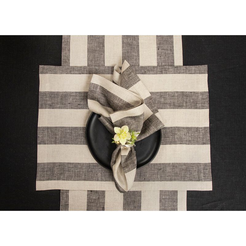 Solino Home Cabana Stripe 100% Linen Table Runner &ndash; Handcrafted, Machine Washable, Perfect for Holiday and Everyday Dining