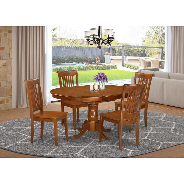 5 Pc Dining room set-Oval Dining Table with Leaf and 4 Dining Chairs