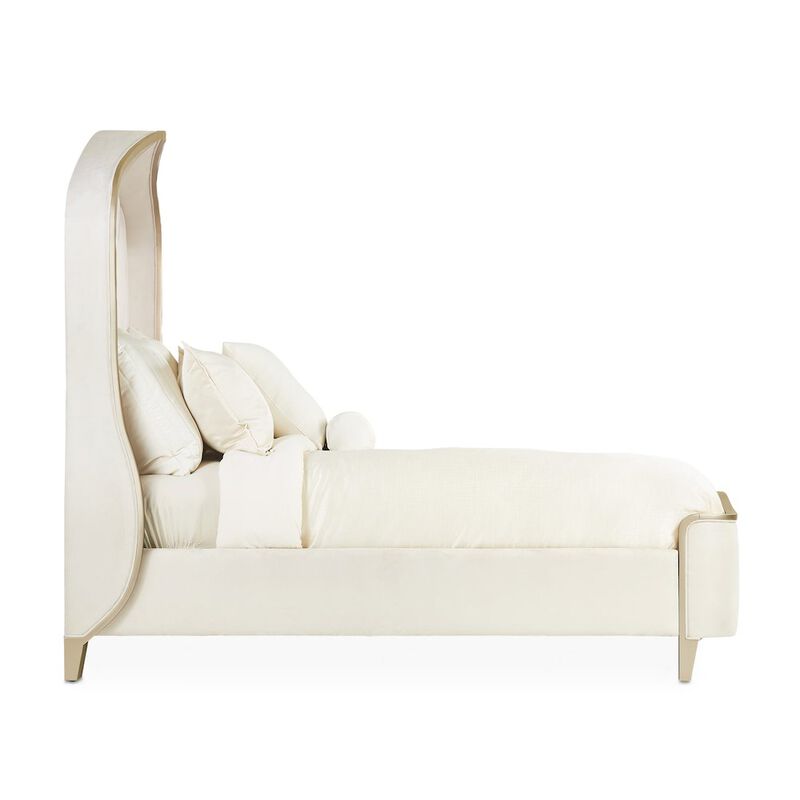 Michael Amini Malibu Crest Eastern King Curved Panel Bed - Chardonnay