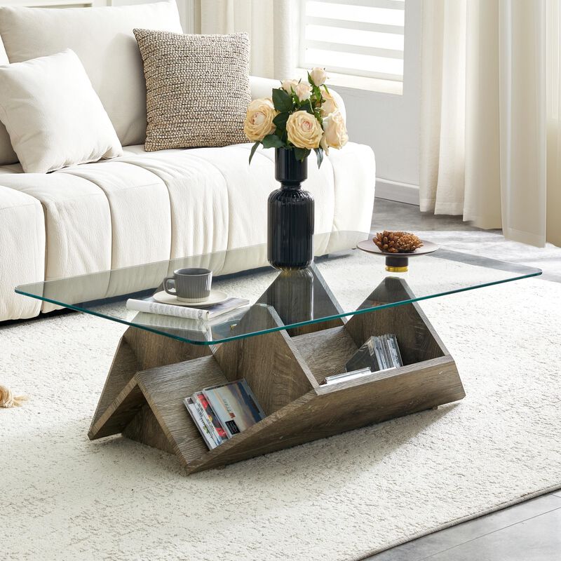 Molcul Tempered Glass & MDF Coffee Table image number 1