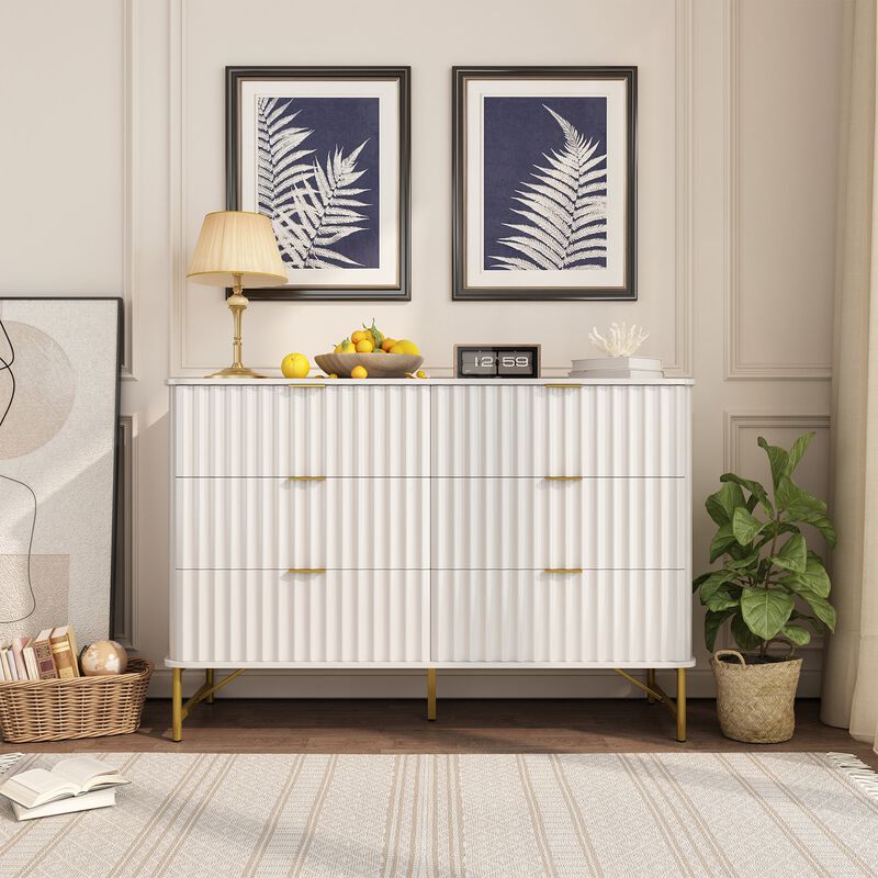 6-Drawer Dresser Chest with Metal Base