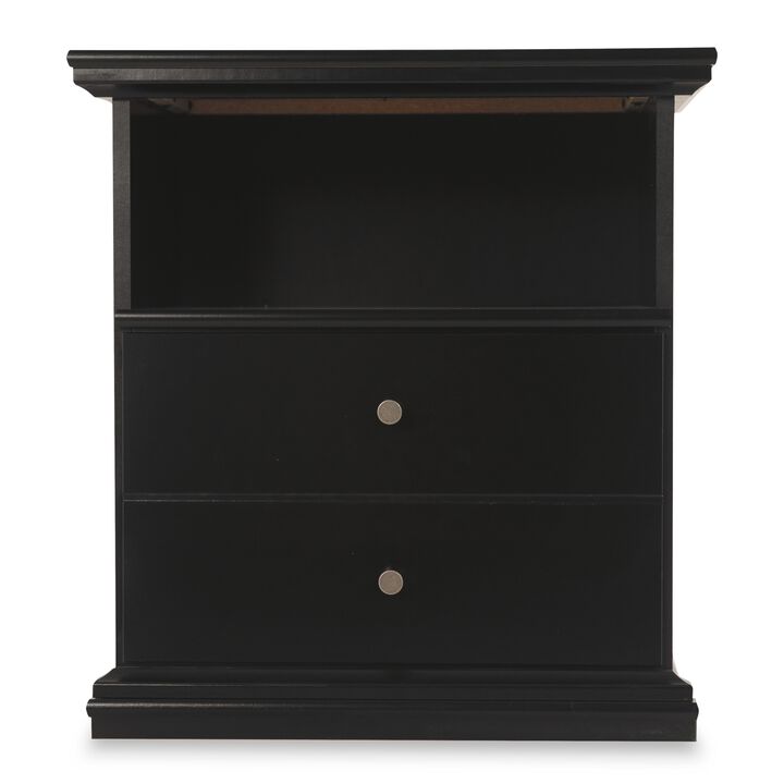 Boli Nightstand, 1 Storage Drawers, 24 Inch, Black Molded Trim Details