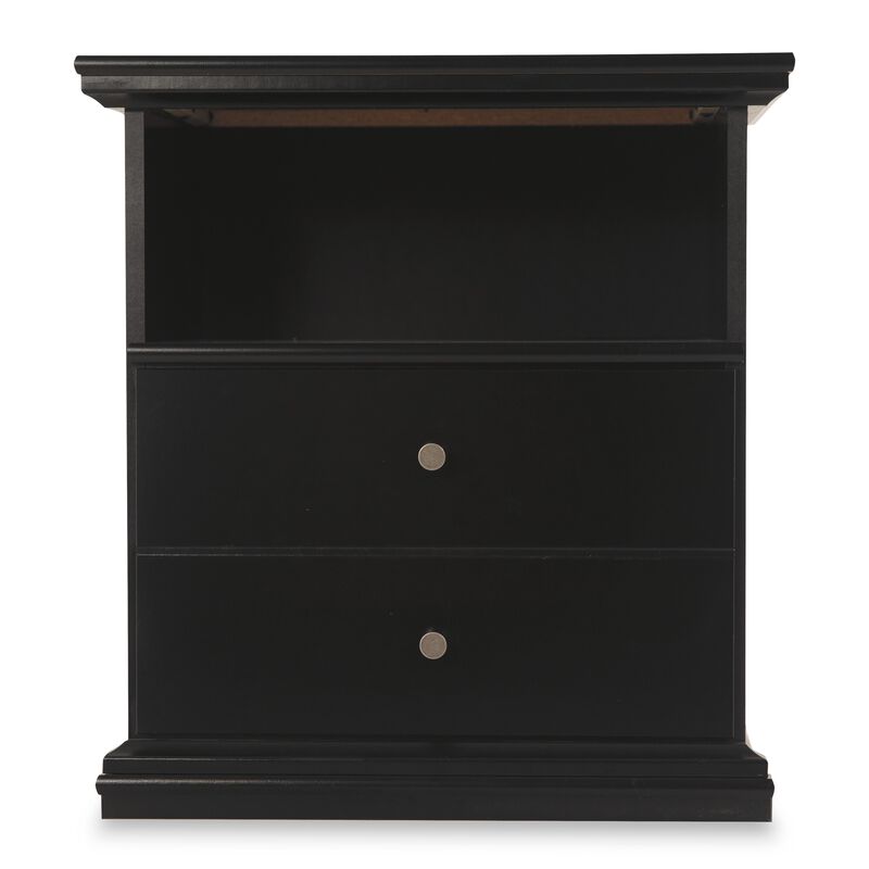 Boli Nightstand, 1 Storage Drawers, 24 Inch, Black Molded Trim Details