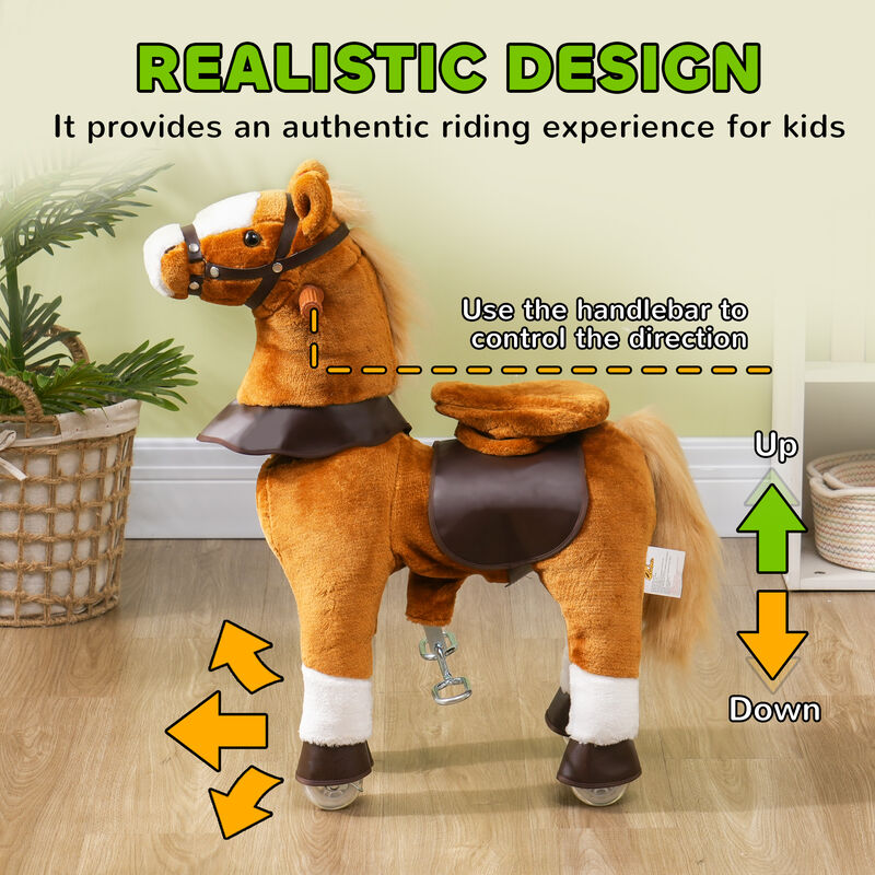 BreeBe Ride on Horse, Walking Horse Toy, Kids Riding Pony w/ Wheels & Neighing Sounds image number 3