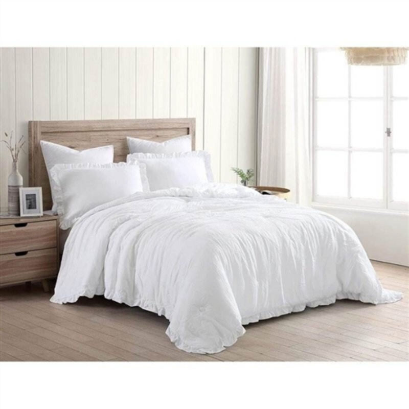 Microfiber Comforter Set with Ruffled Edges Lightweight Bedding for Everyday Use