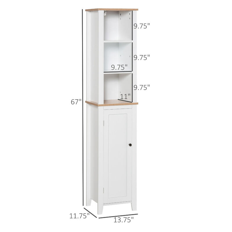 Bathroom Storage Cabinet with 3 Tier Shelf, Floor Free Standing Linen Tower, Tall Slim Side Organizer Shelves, White image number 3