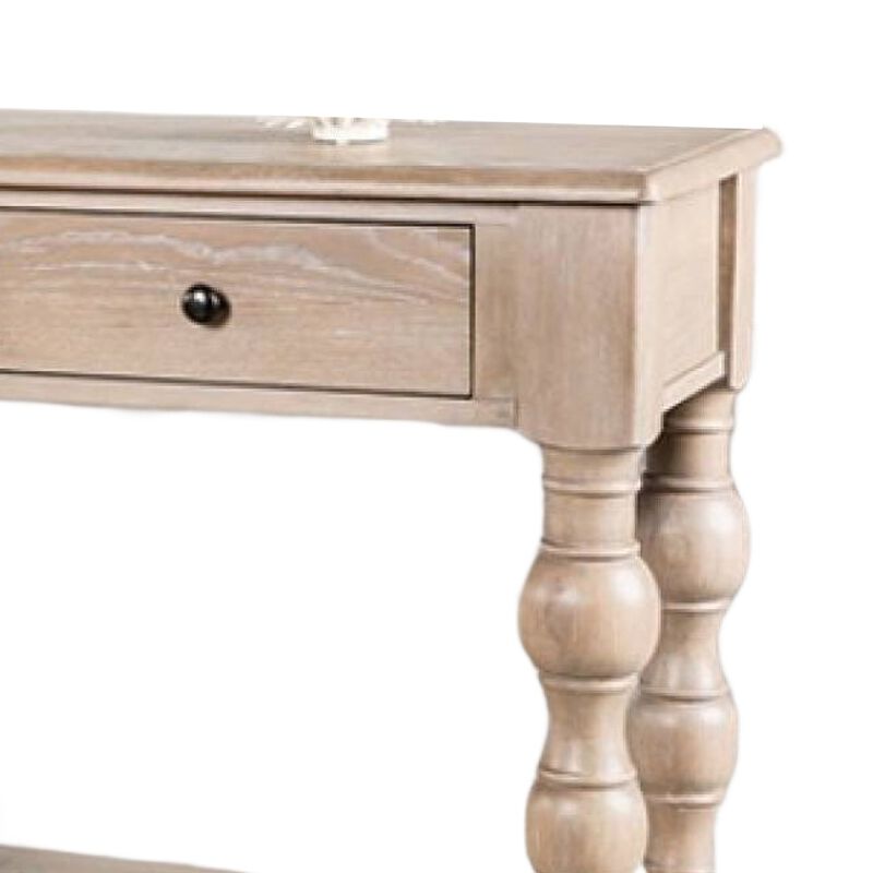 Cherie Sofa Table, 3 Drawers, Shelf, Light White Washed Wood, 64 Inch image number 3