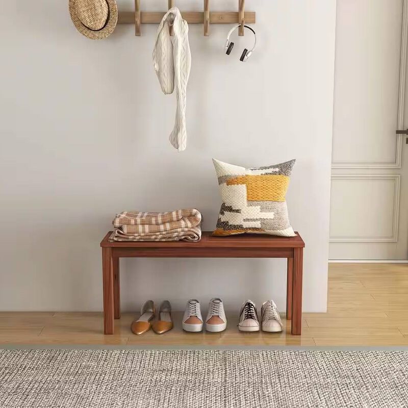 Solid Wood Outdoor Backless Garden Bench 2-Seat Design for Patio or Yard