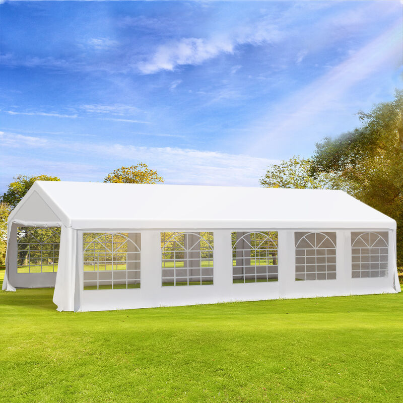 Outsunny 20' x 32' Heavy Duty Party Tent & Carport with Removable Sidewalls and Double Doors, Large Canopy Tent, Sun Shade Shelter, for Parties, Wedding, Outdoor Events, BBQ, White
