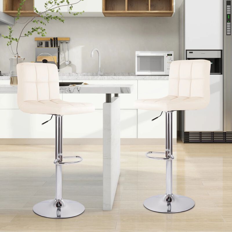 Leather Swivel Bar Stools Set of 2, Durable Adjustable Counter Height Stools with Thickened Backrest, Lightweight Iron Frame 360&deg; Kitchen Island Chairs image number 1