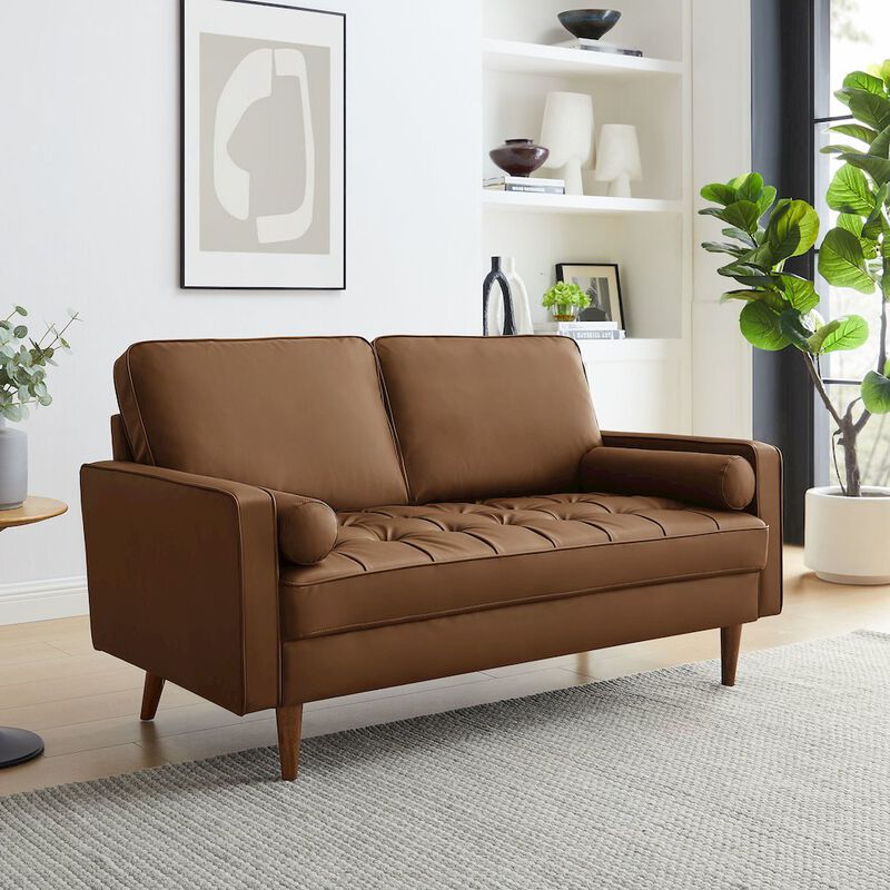 Modway Valour Tufted Vegan Leather Loveseat