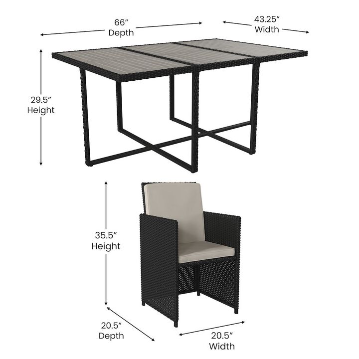 7 PC Gray/Black Patio Set