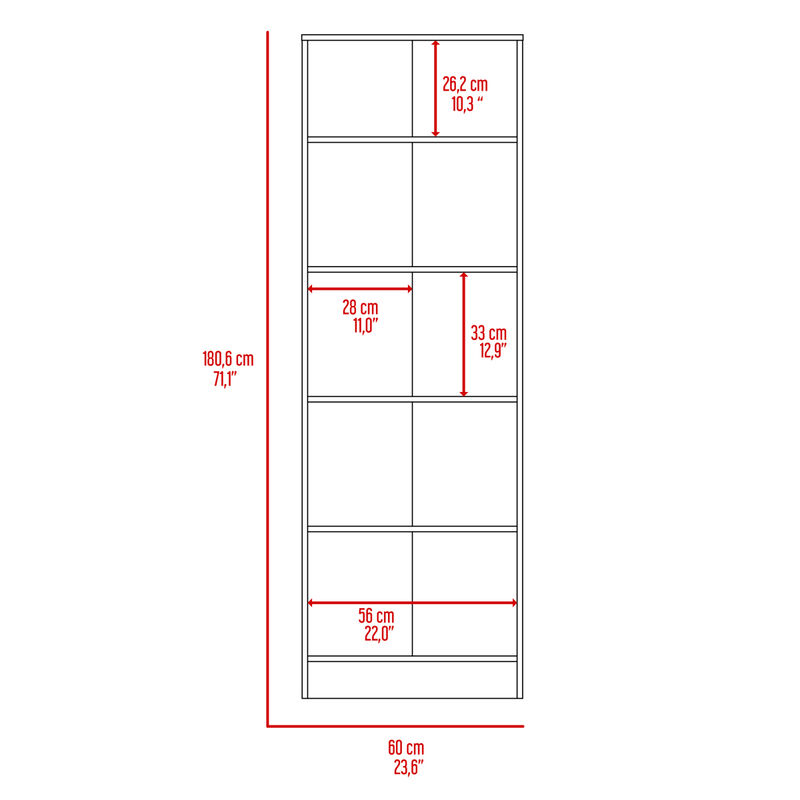 Multi Storage Cabinet, Double Door, Five Shelves -Light Oak / Black