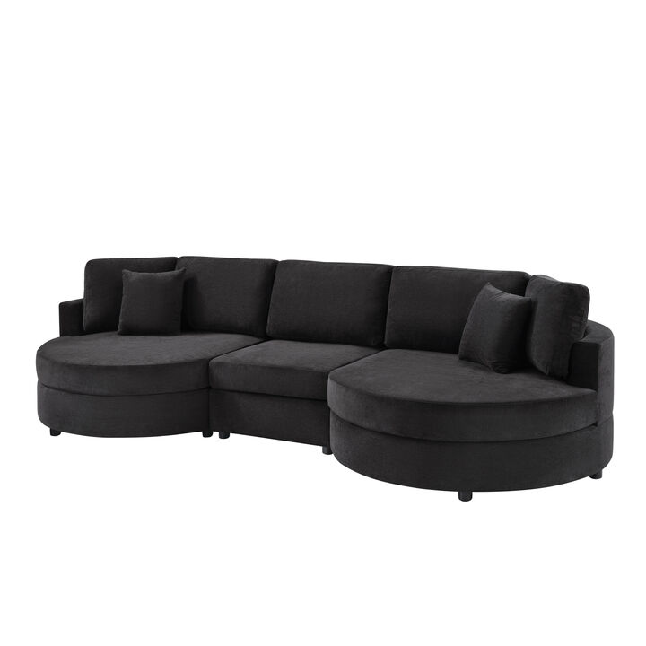 Merax Curved Chenille Upholstered Sofa with Matching Pillows