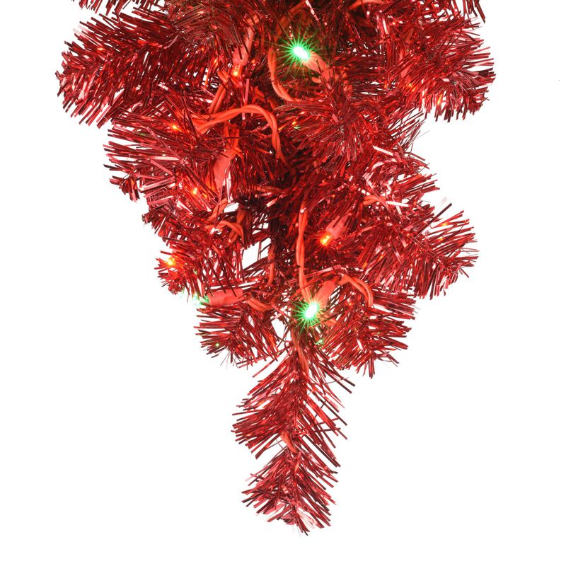 Vickerman Artificial Deluxe Red Tinsel Christmas Teardrop image number 1