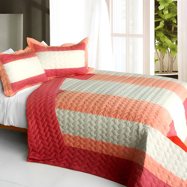 3-Piece Quilted Patchwork Quilt Set with Matching Pillow Shams