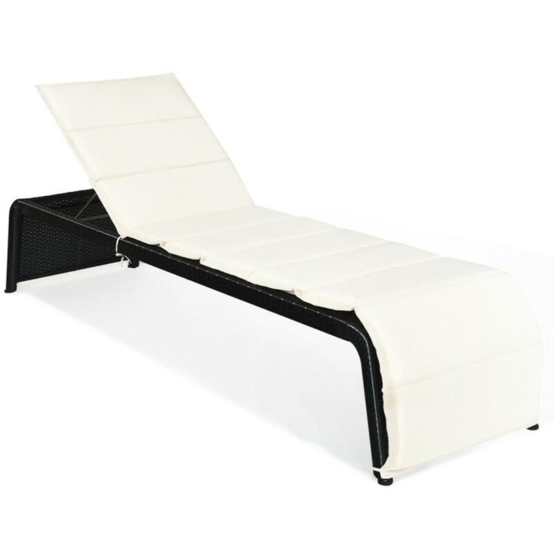 Hivvago Adjustable Patio Rattan Lounge Chair with Cushioned