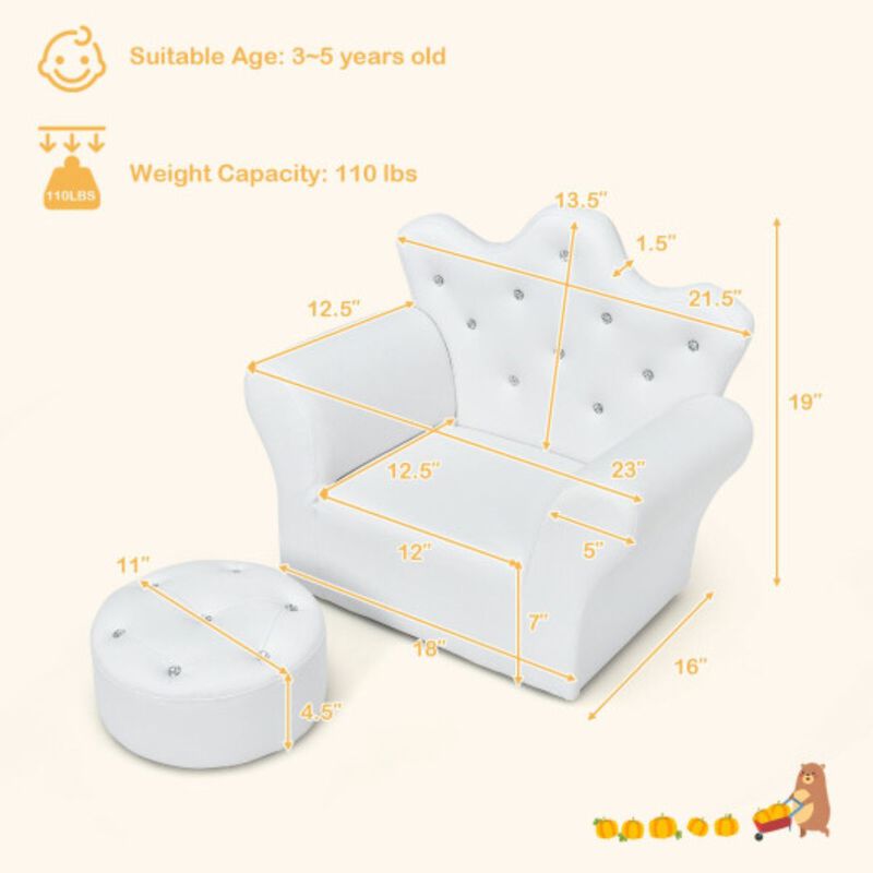 Kids Sofa Armrest Couch with Ottoman