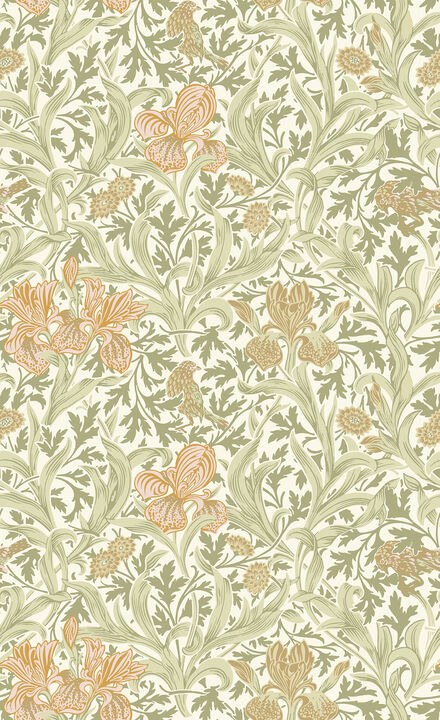 Iris Light Green Wild Gardens Wallpaper