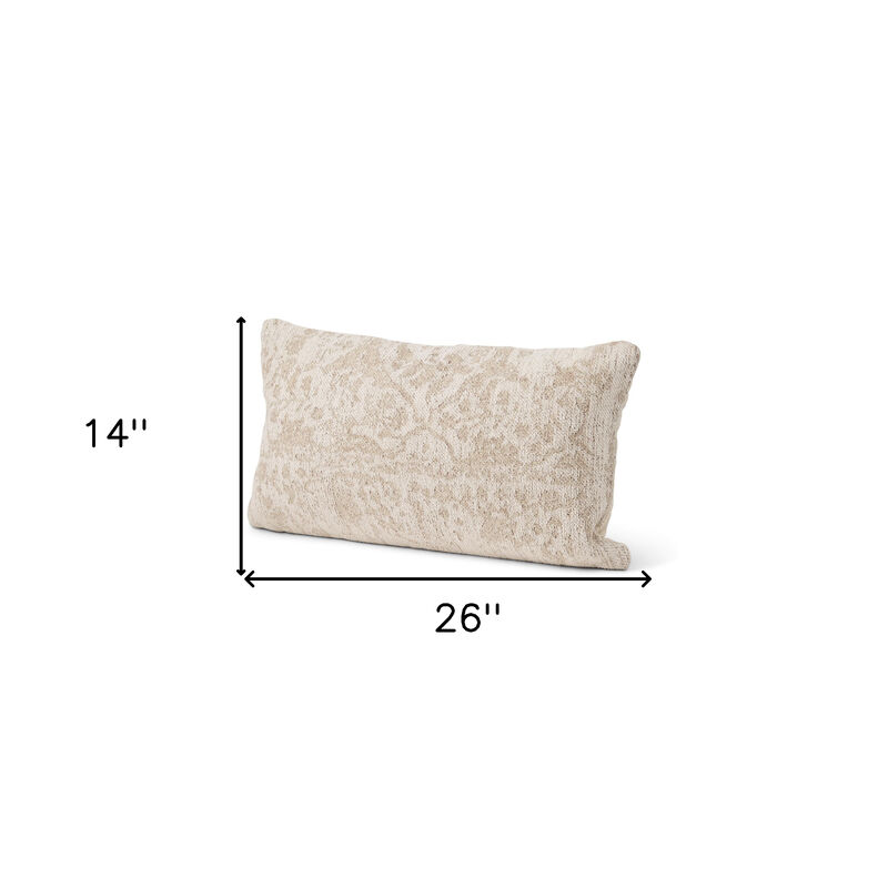 HomeRoots 14" X 26" Cream And Beige Lumbar Abstract Cotton Throw Pillow Cover with Texture image number 3