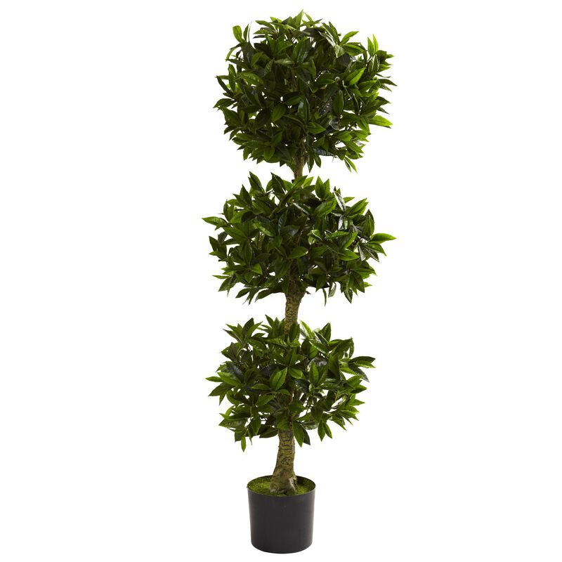 HomPlanti 5 Feet Triple Bay Leaf Topiary UV Resistant (Indoor/Outdoor) image number 1