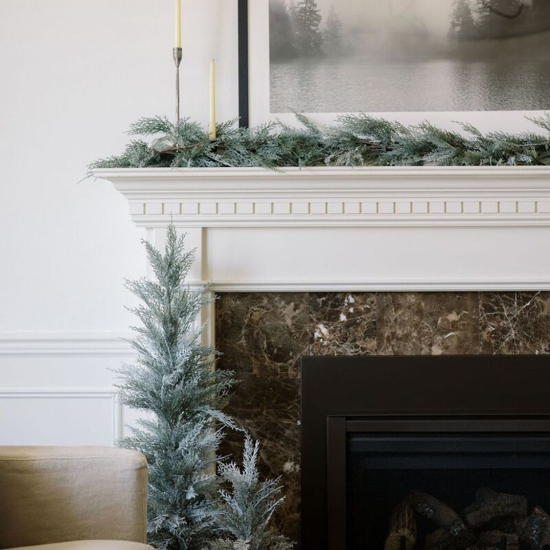 9' Flocked Cedar Garland image number 3