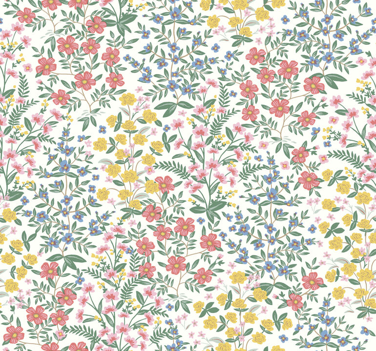 Wildwood Garden White & Pink Wallpaper