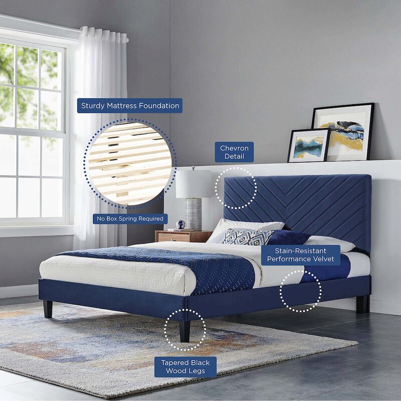 Roxanne Performance Velvet Full Platform Bed image number 6