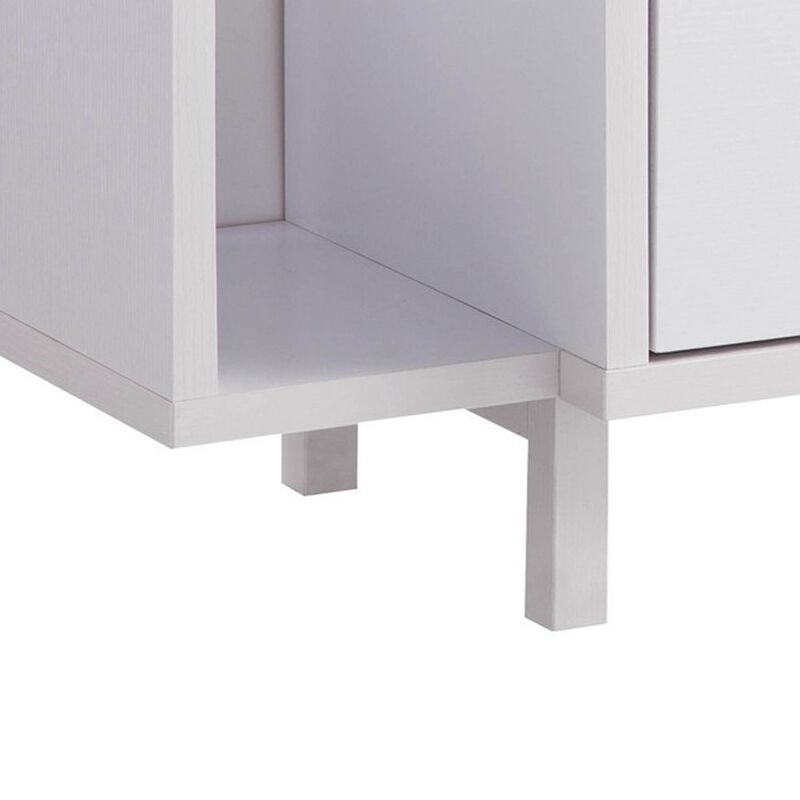 Jett 60 Inch TV Media Entertainment Console, 2 Drawers, 2 Shelves, White - Benzara