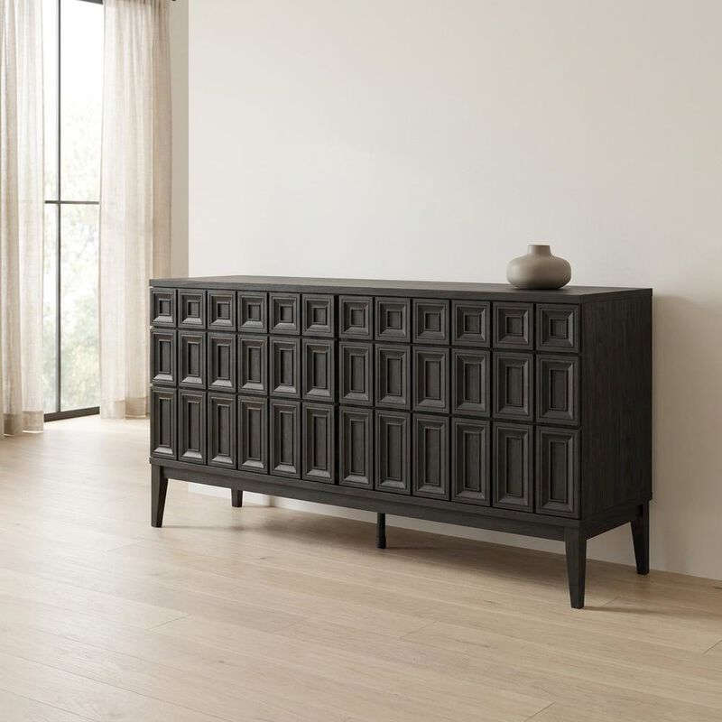 Wooden Sideboard Buffet Cabinet with Storage Credenza for Dining Room, Black image number 4