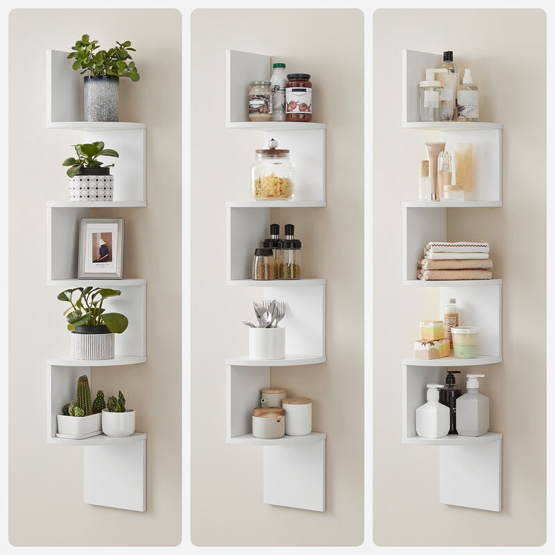 5-Tier Wall Mounted Corner Shelf for Space-Saving Storage and Display