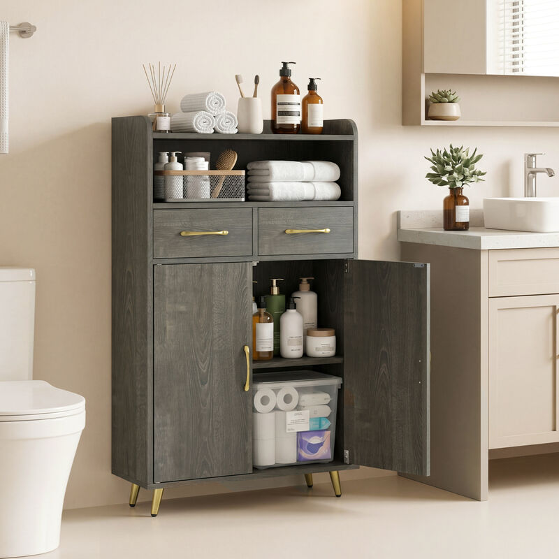 Bathroom Storage Cabinet with 2 Drawers and 2 Doors image number 3