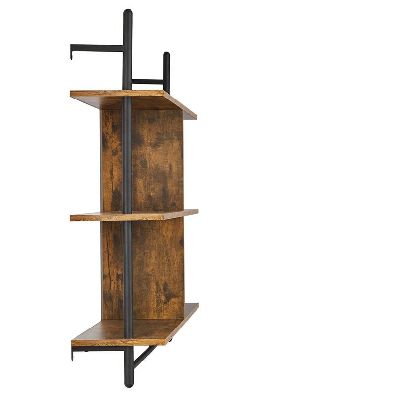 Industrial Pipe Wall Shelf with 3 Tiers for Kitchen Storage or Bedroom Decor