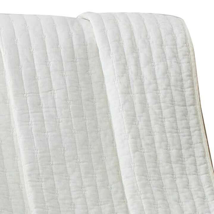 Xumi 50 x 60 Inch Quilted Throw Blanket, Channel Quilting, Antique White - Benzara