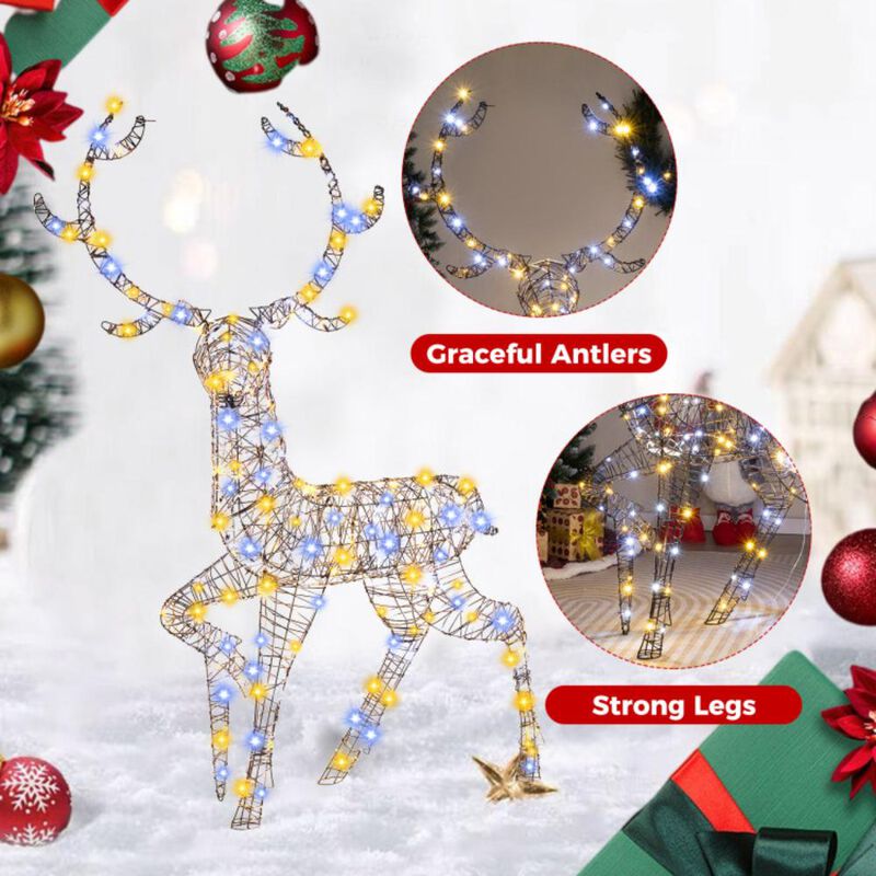 Hivvago 4.6 Feet Pre-Lit Christmas Reindeer with 170 Cold and Warm LED Lights