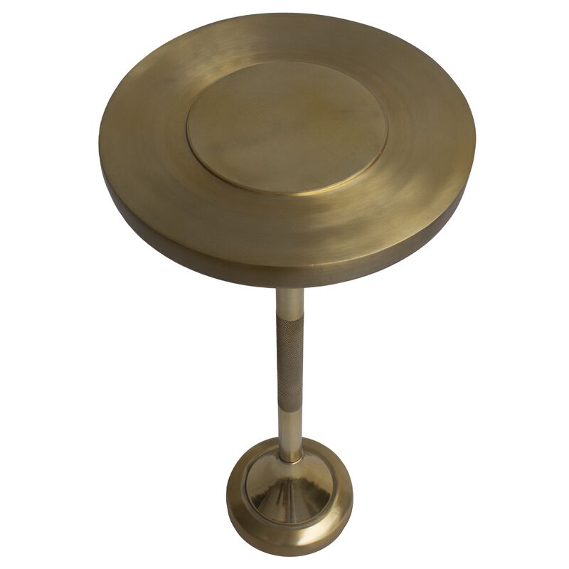 Farzi Cafe Solid Brass Small Drink Cocktail Table - Elegant Gold Finish And Compact-Benzara