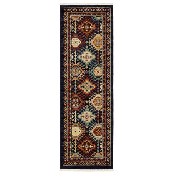 HomeRoots Oriental Area Rug With Fringe