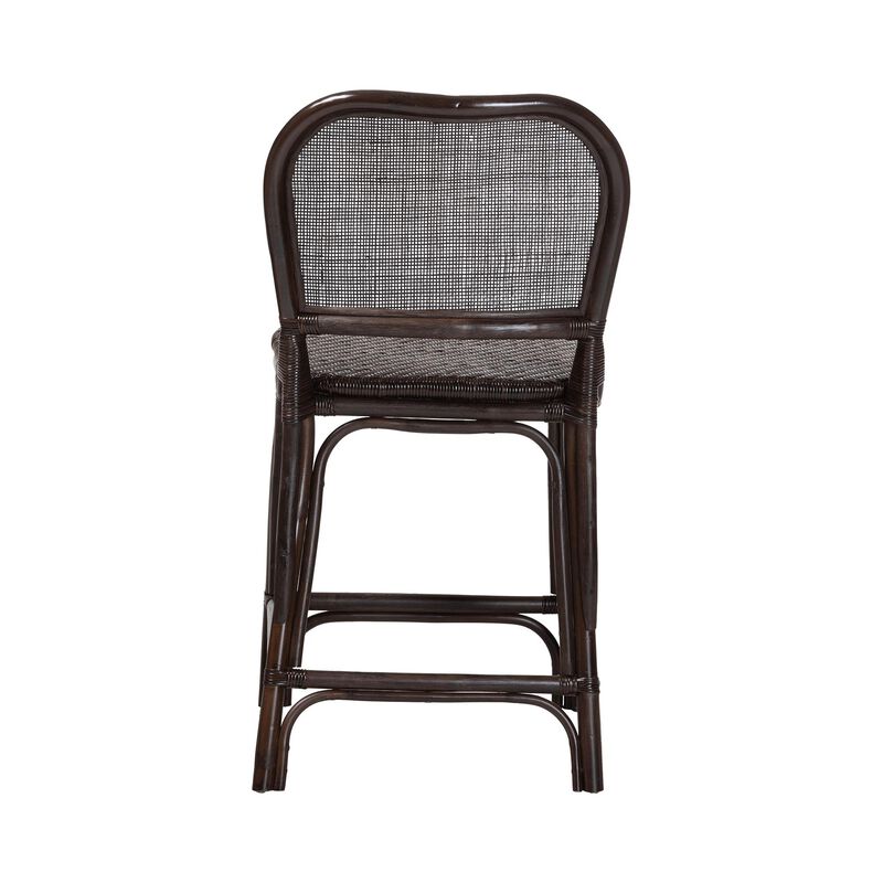 bali & pari Irene Natural Rattan Counter Stool - Handwoven Wicker Accent Stool with Lattice Backrest for Kitchen Island Seating image number 3