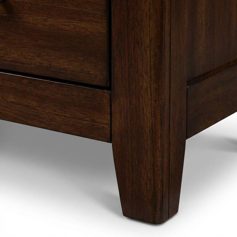 FurniFact Spice Brown Nightstand with Two Drawers and Contemporary Finish image number 5