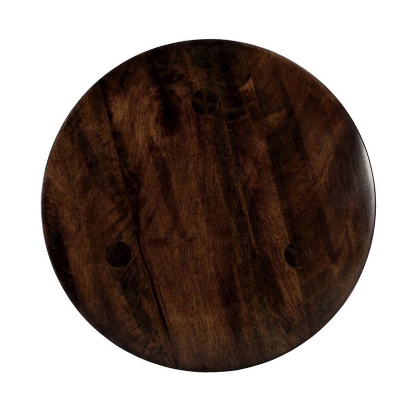 Starlight Canyon Home Round Wood Side Table &ndash; Small Round Nightstand in Brown Mango Finish image number 5