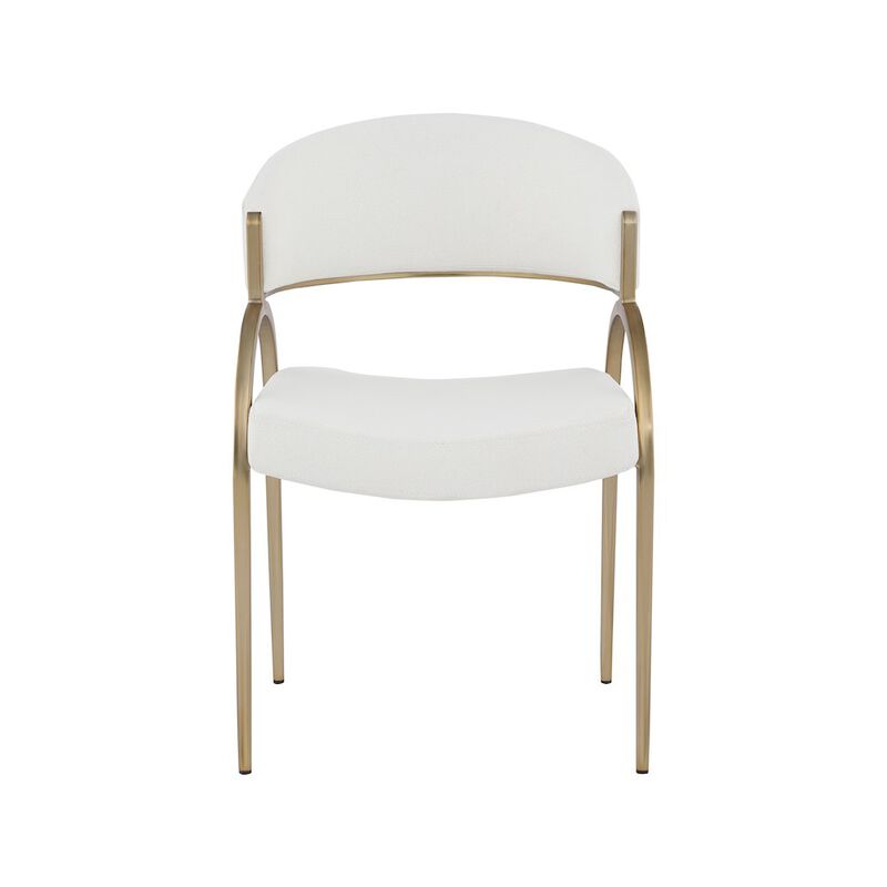 Meridian Furniture Privet Cream Linen Textured Fabric Dining Chair, Set of 2