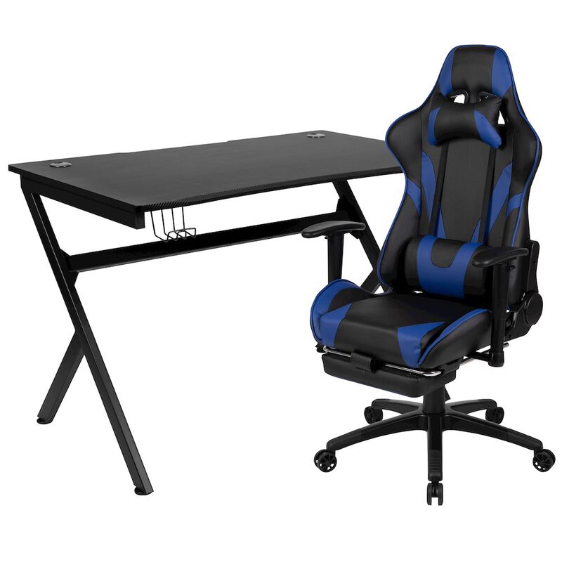 Flash Furniture Black Gaming Desk and Footrest Reclining Gaming Chair Set image number 0