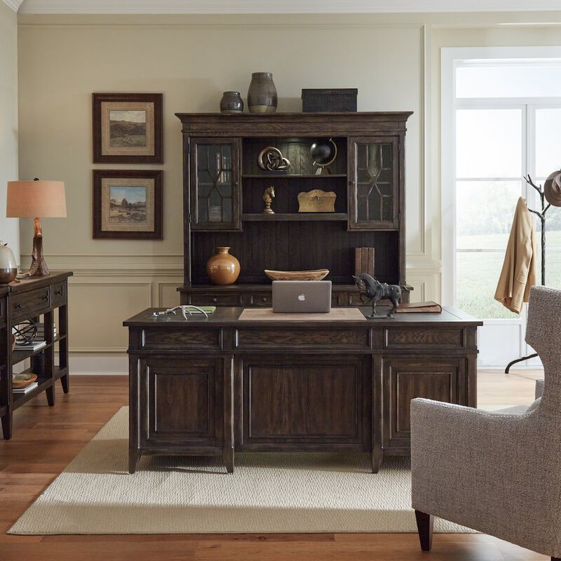 Liberty Furniture 5 Piece Executive Set in Rubberwood Solids w/ Split Heart White Oak Veneers image number 1