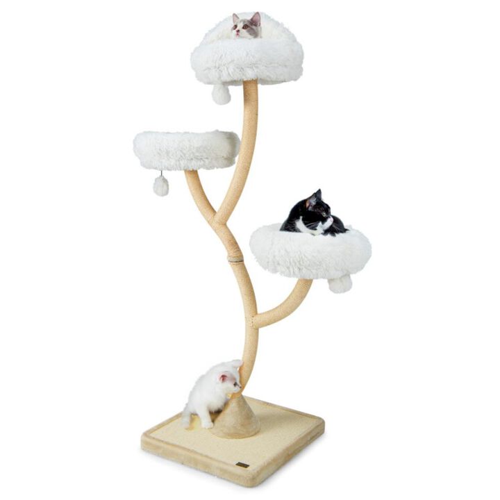 Hivvago 70 Inch Tall Cat Tree 4-Layer Cat Tower with 3 Perches and Dangling Balls